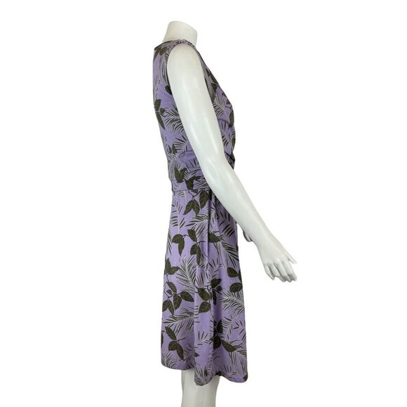 Lands' End Womens Dress Small 6-8 Sleeveless Wrap Top Purple Floral Spring Easte - Picture 2 of 7